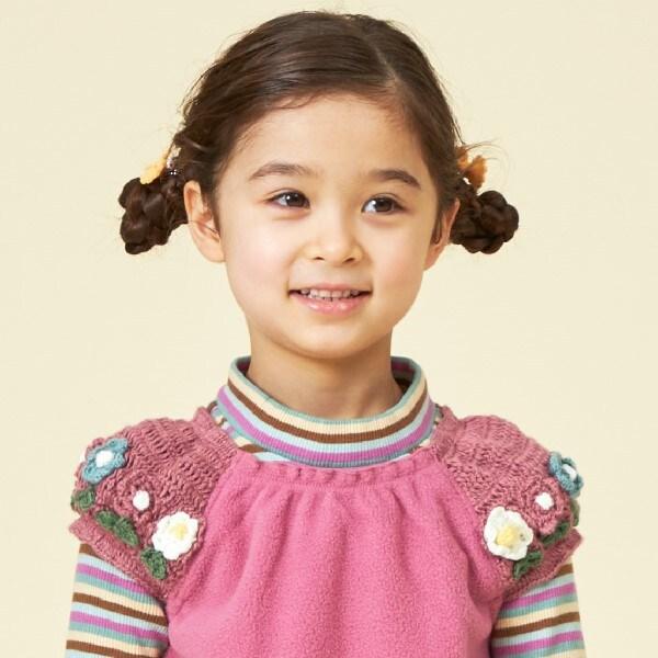 KP 針織花裝飾袖針織絨背心(80~130)