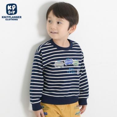 KPBOY 迷你毛圈電車圖案條紋衛衣(80~110)