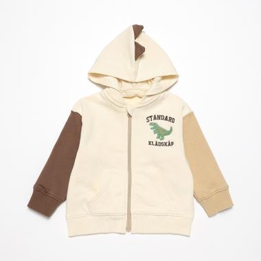 【人氣商品】【直營店無售】恐龍拼色拉鍊連帽衛衣