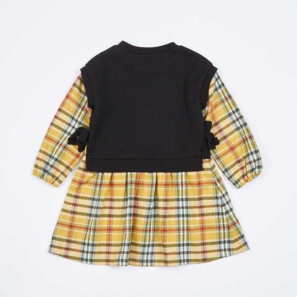 KP 拼接層次感格紋連衣裙(90~160)