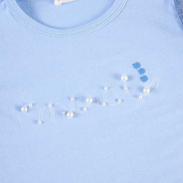 鈴蘭刺繡與珍珠標誌短袖T恤(110~130)