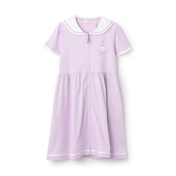 【芭蕾】前開襟水手領短袖連衣裙