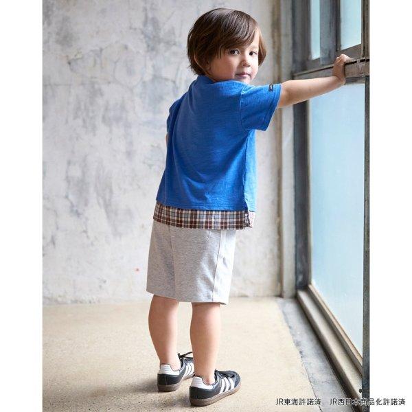 新幹線下襬格紋貼布短袖T恤