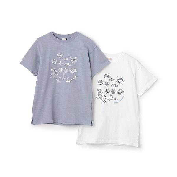 【接觸冷感】海洋刺繡短袖T恤(青少年款)