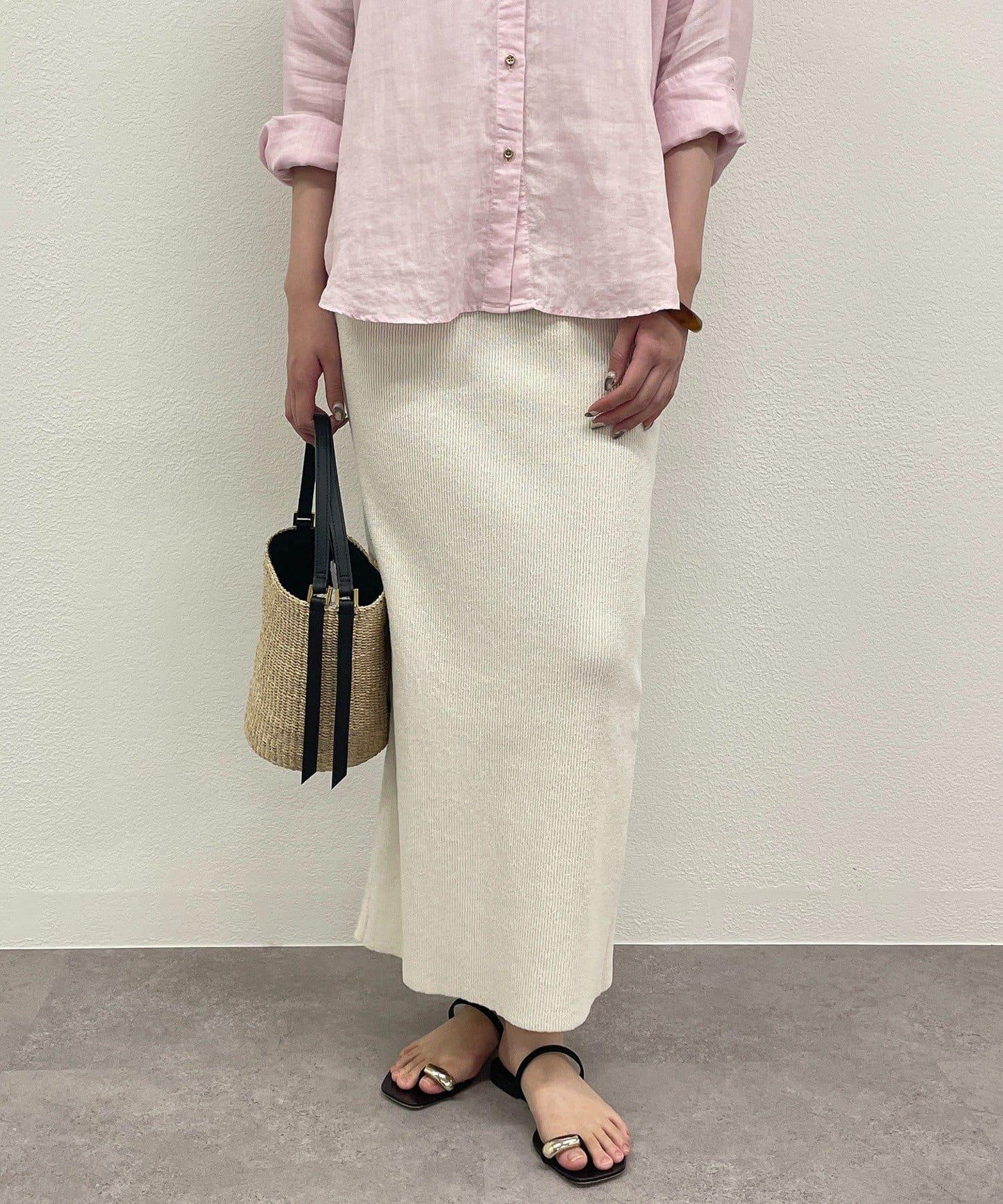【Loungedress】和紙羅紋針織半身裙