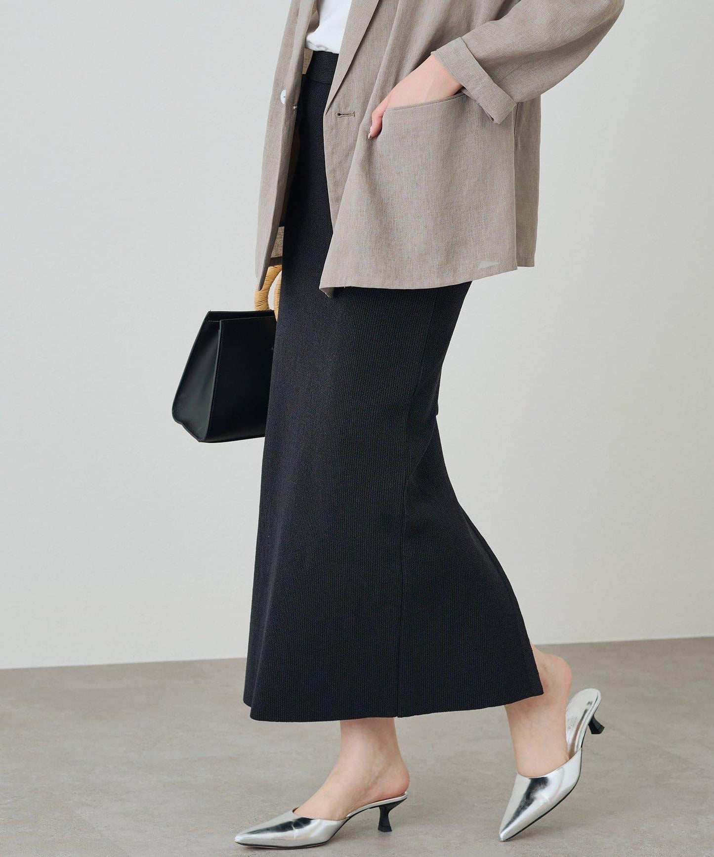 【Loungedress】和紙羅紋針織半身裙