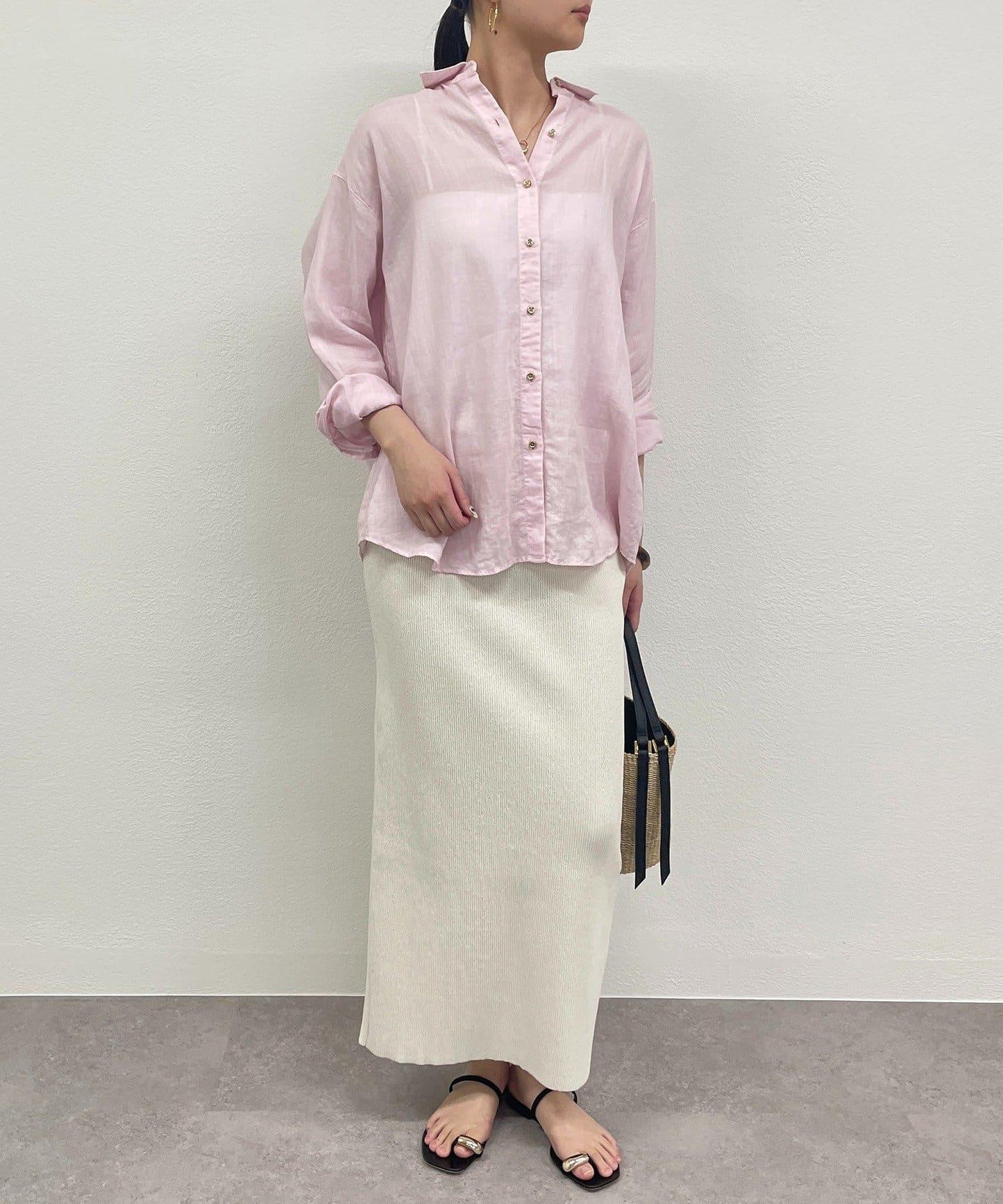 【Loungedress】和紙羅紋針織半身裙