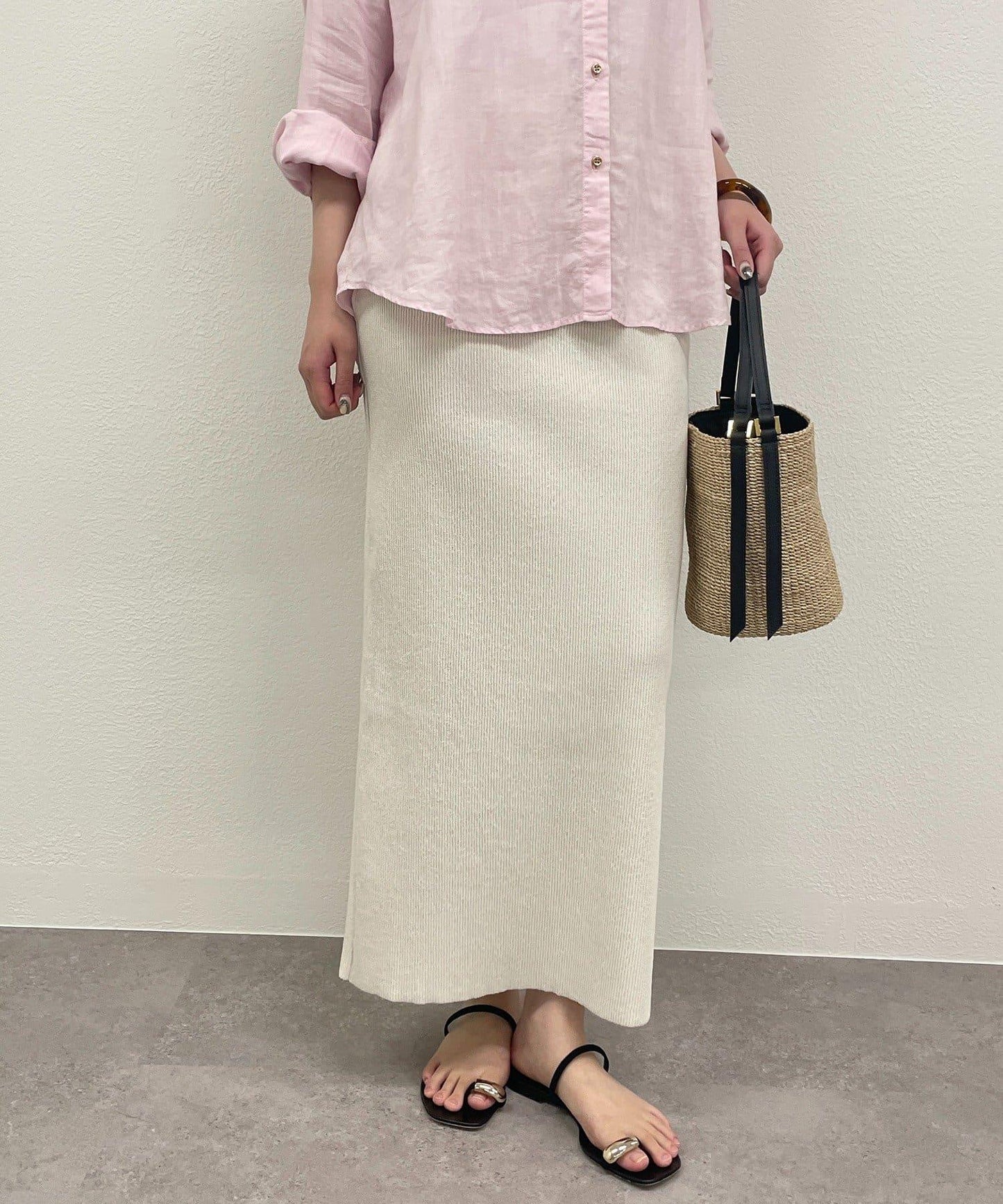 【Loungedress】和紙羅紋針織半身裙