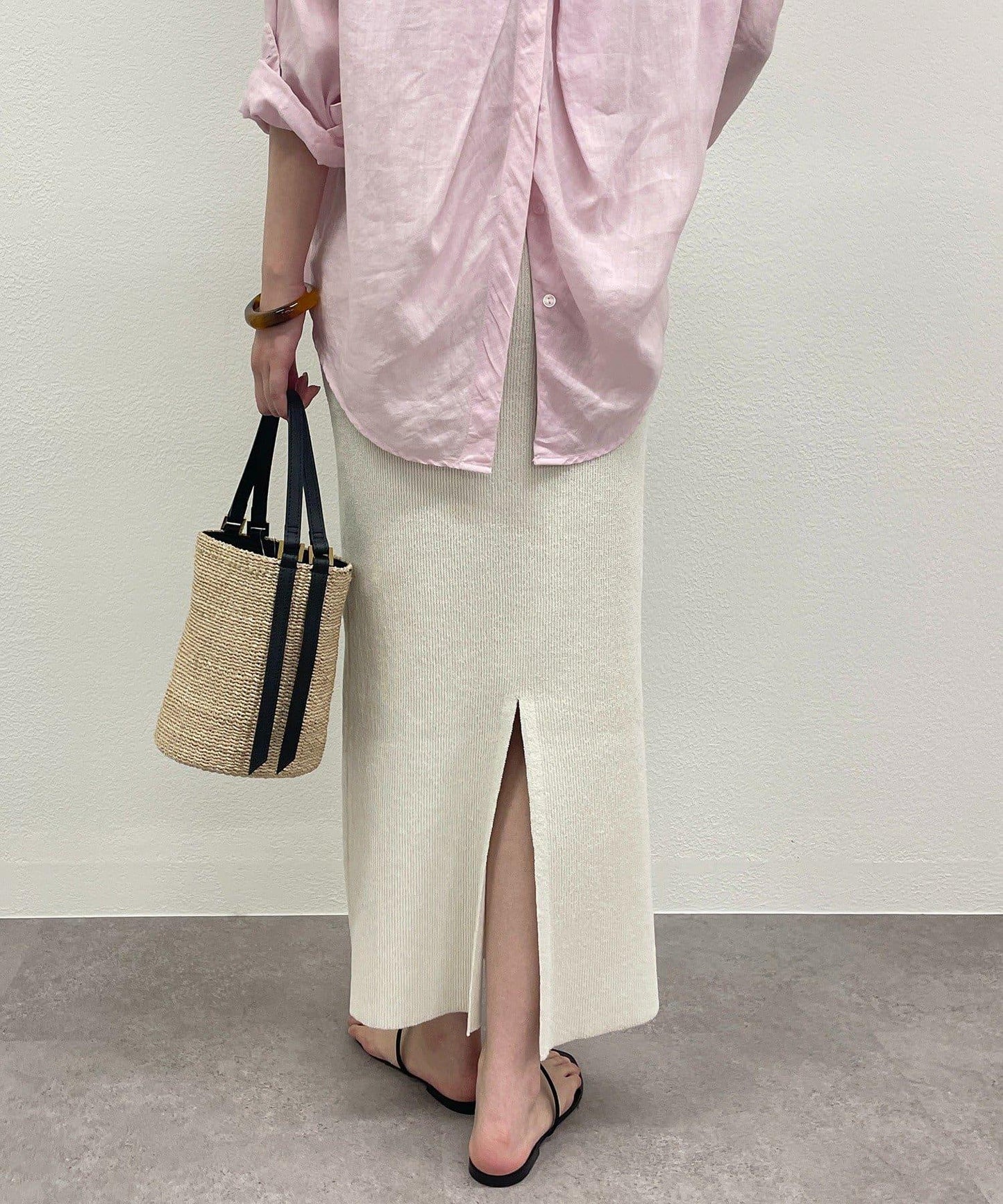 【Loungedress】和紙羅紋針織半身裙