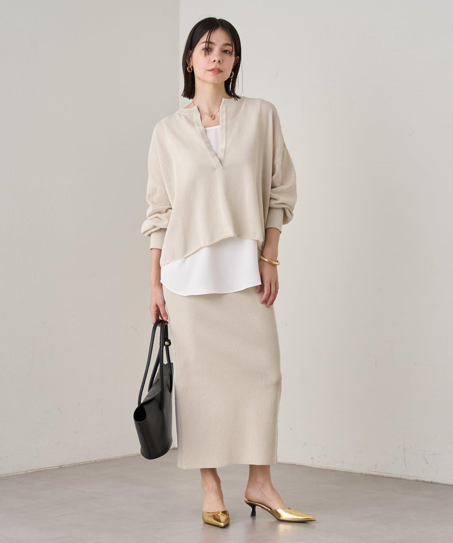 【Loungedress】和紙羅紋針織半身裙