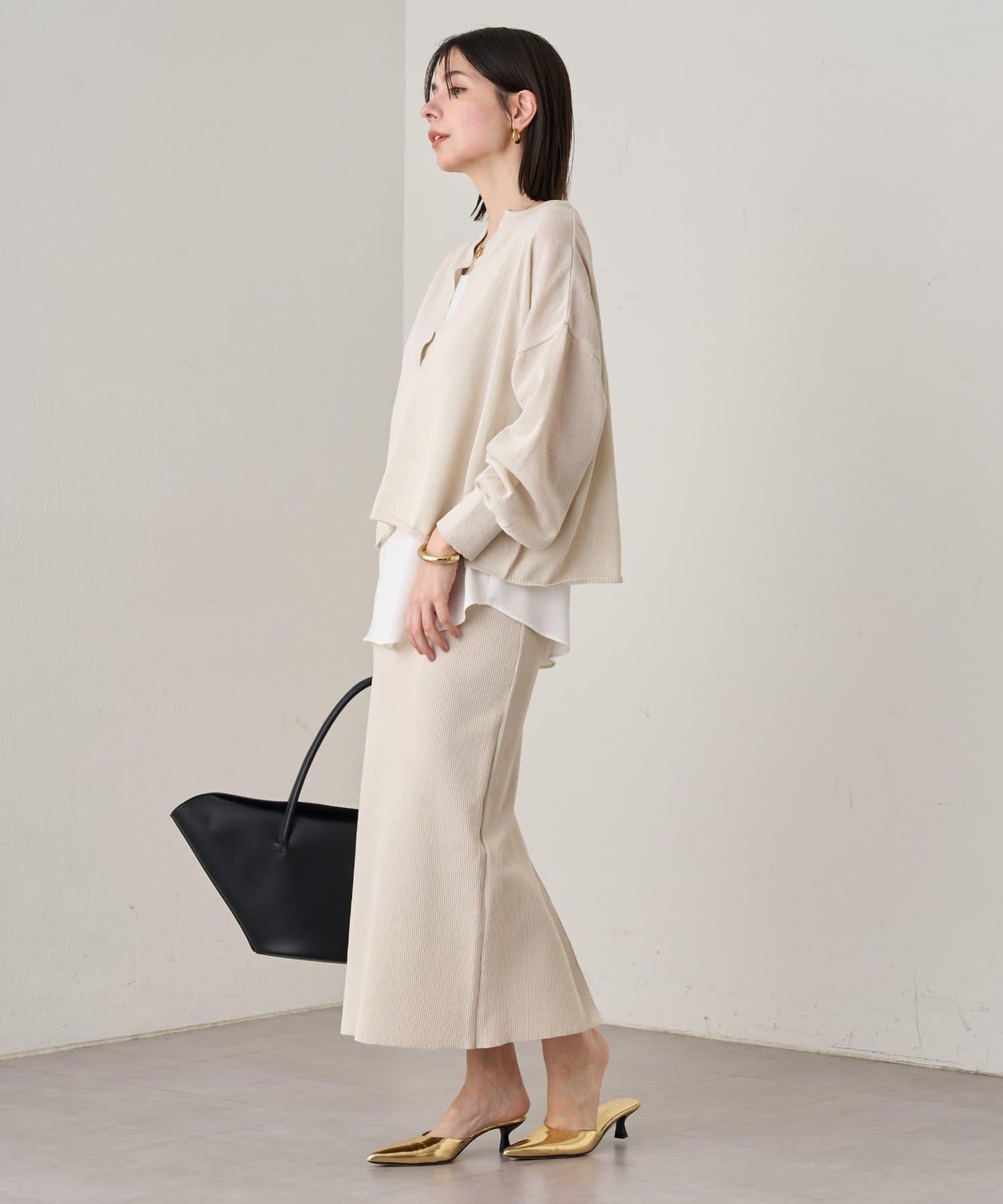【Loungedress】和紙羅紋針織半身裙