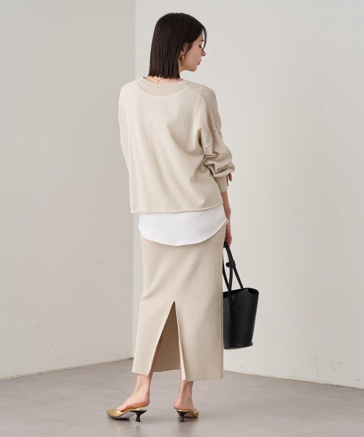 【Loungedress】和紙羅紋針織半身裙