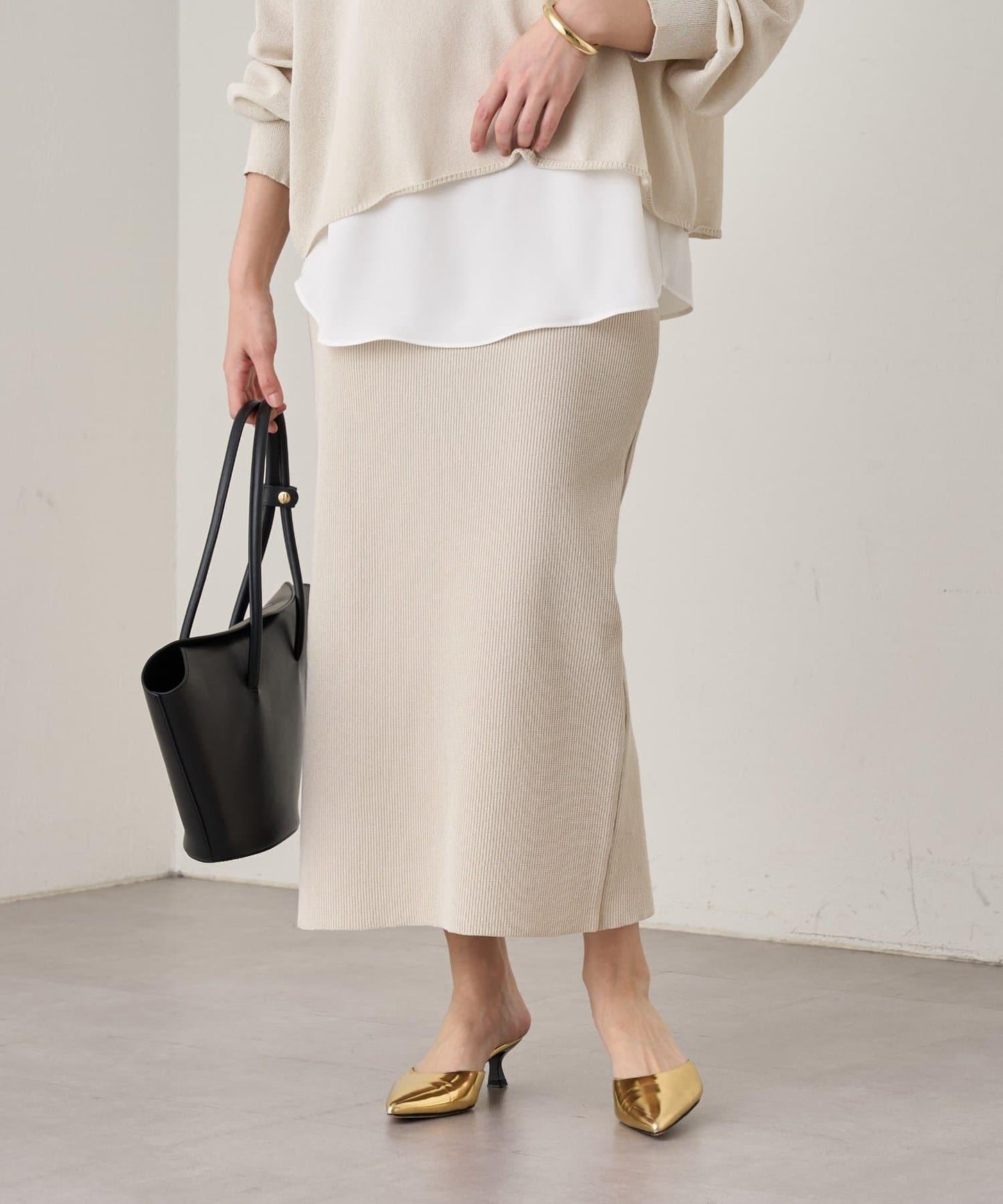 【Loungedress】和紙羅紋針織半身裙