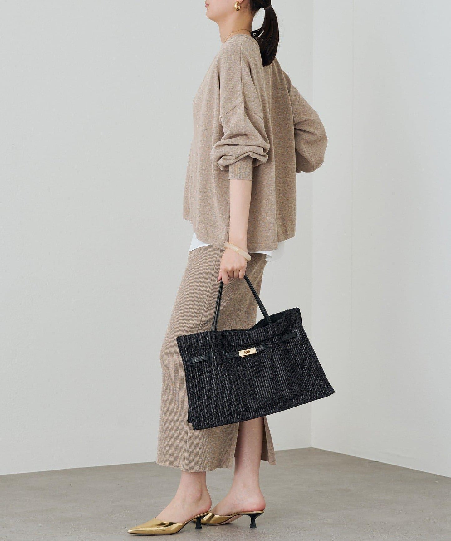 【Loungedress】和紙羅紋針織半身裙