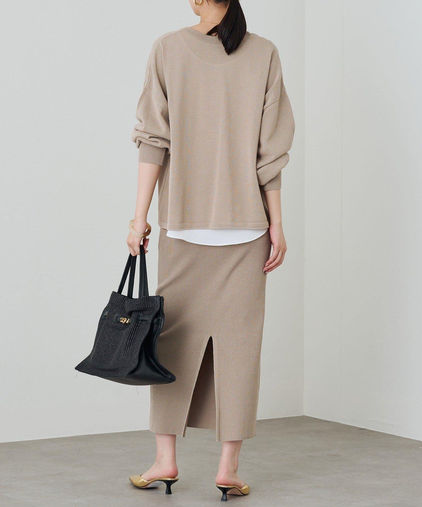 【Loungedress】和紙羅紋針織半身裙