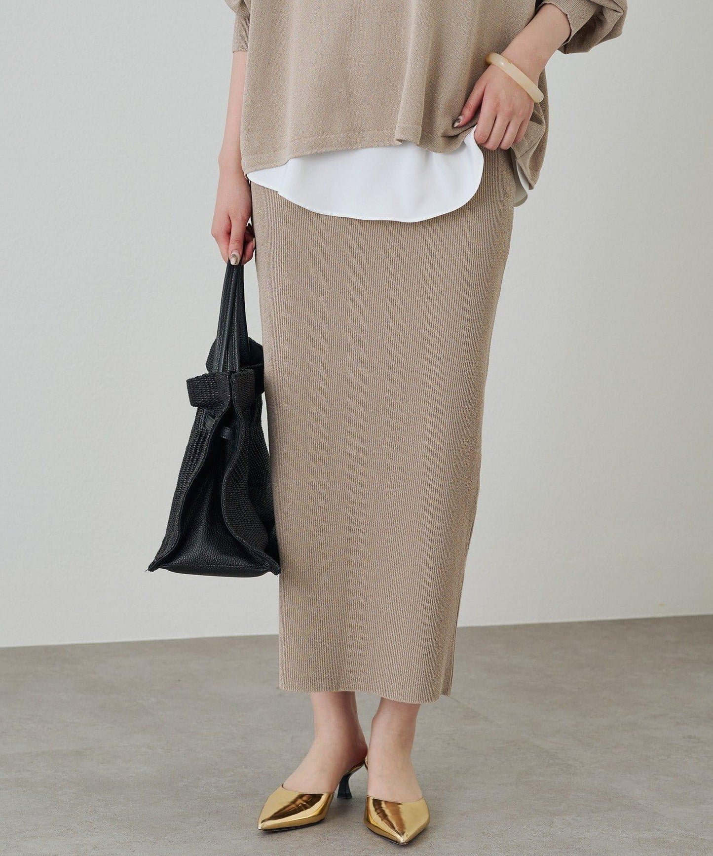 【Loungedress】和紙羅紋針織半身裙