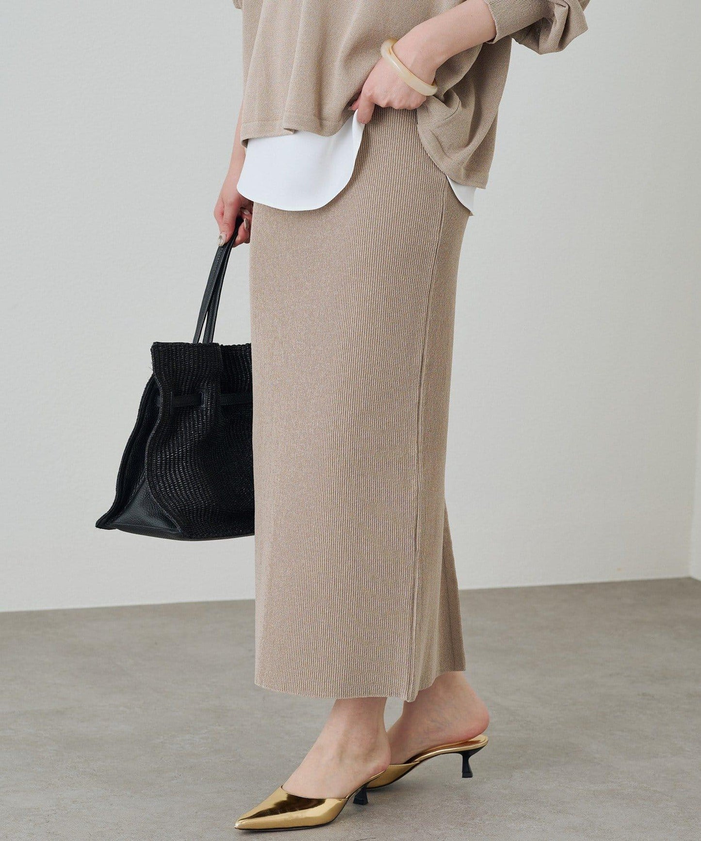 【Loungedress】和紙羅紋針織半身裙