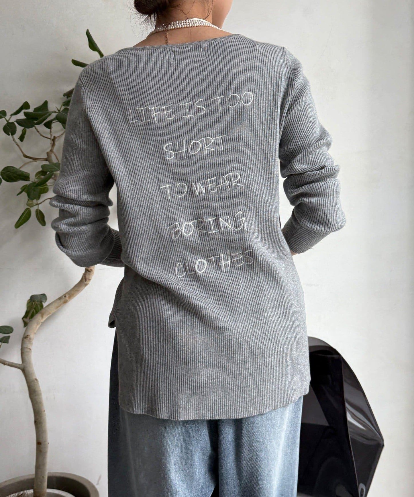 背部標誌刺繡開襟針織衫