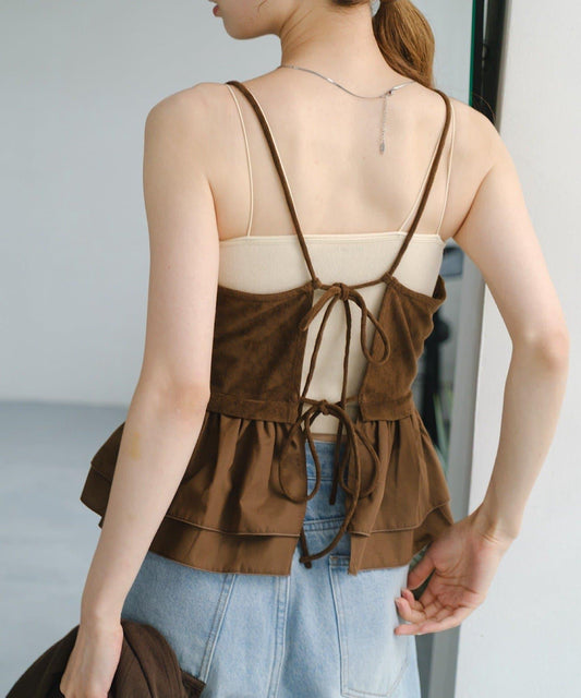 絨面荷葉邊胸衣