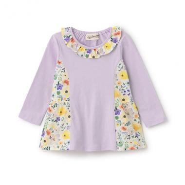 【人氣商品】【直營店無售】花卉圖案拼接層疊長款上衣