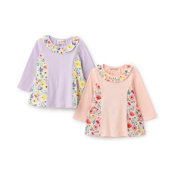 【人氣商品】【直營店無售】花卉圖案拼接層疊長款上衣