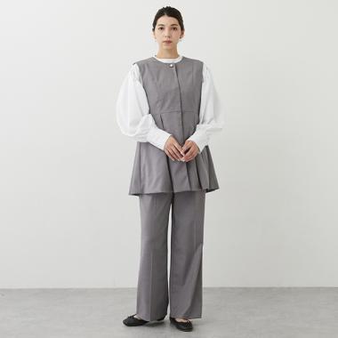 【LADIES】中線壓褶寬腿褲