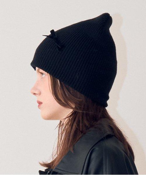 天鵝絨蝴蝶結針織帽【韓國時尚】