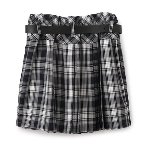 【GOODPRICE】附腰帶格紋百褶裙