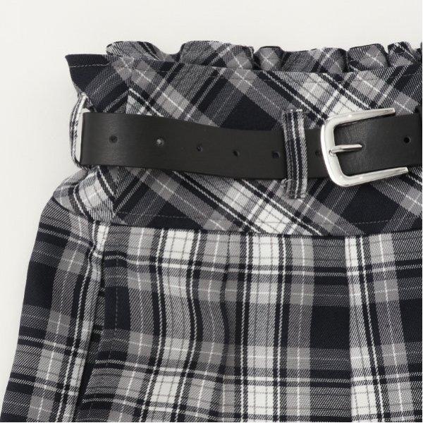 【GOODPRICE】附腰帶格紋百褶裙