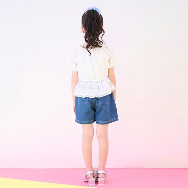 蝴蝶結刺繡鑲鑽短褲