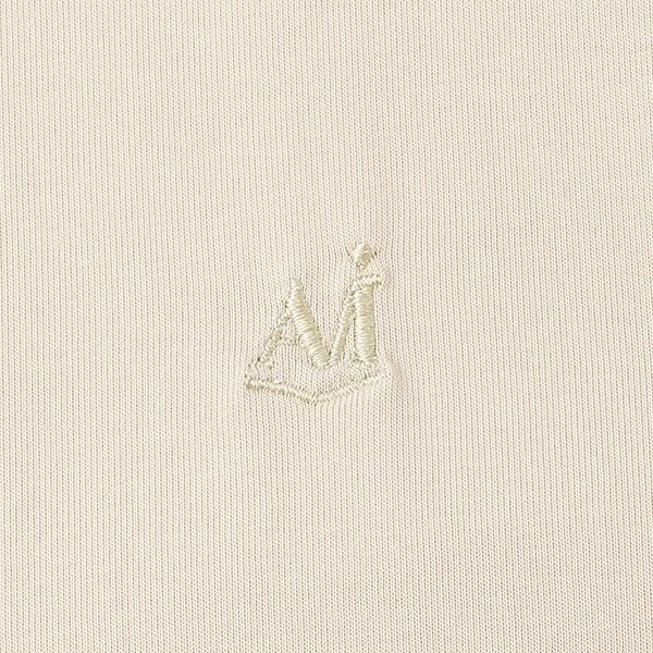 【AMI】【接觸涼感】刺繡翻領荷葉邊下襬針織套頭衫