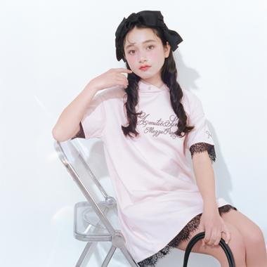 【Nico☆Puchi刊載】【接觸冷感】蕾絲拼接連帽迷你連衣裙
