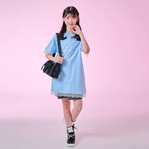 【Nico☆Puchi刊載】【接觸冷感】蕾絲拼接連帽迷你連衣裙