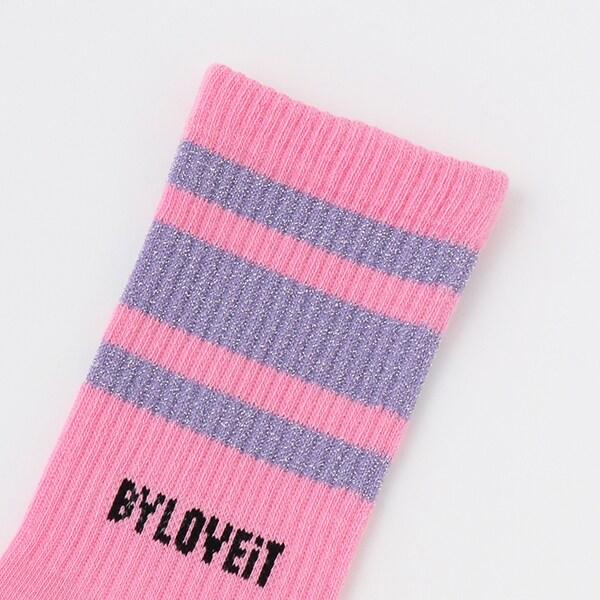 亮片線條中筒襪