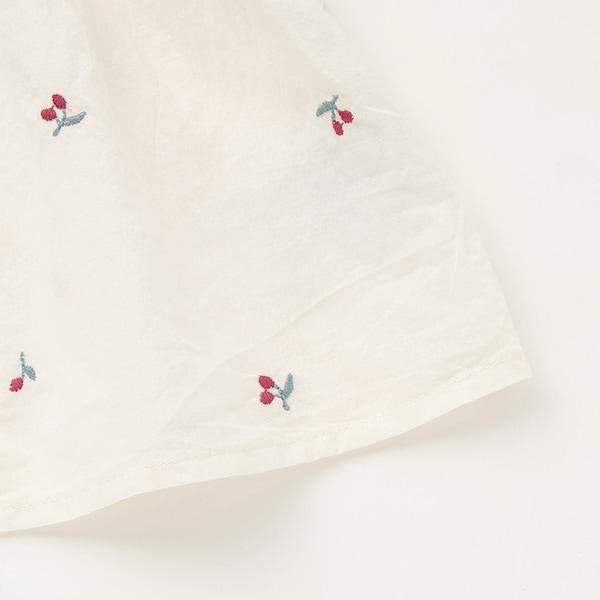 櫻桃刺繡泡泡袖襯衫