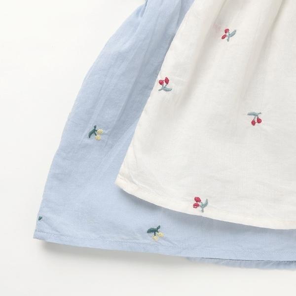 櫻桃刺繡泡泡袖襯衫