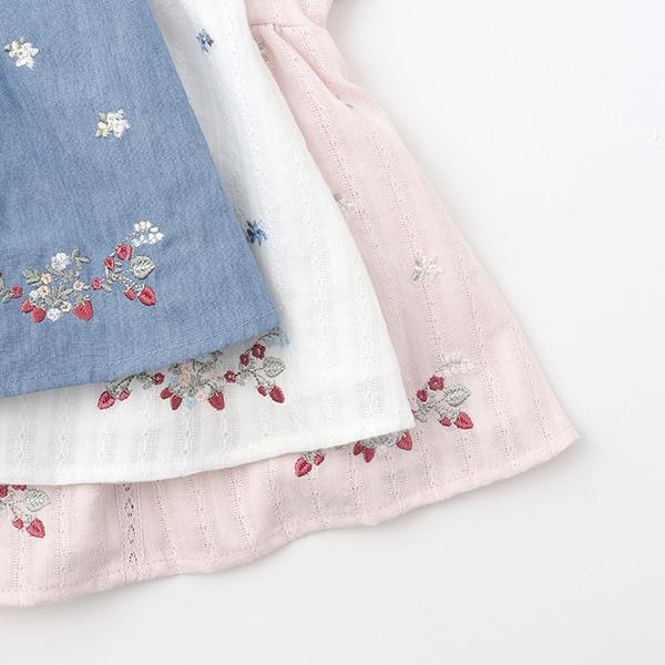 草莓刺繡泡泡袖上衣(兒童)
