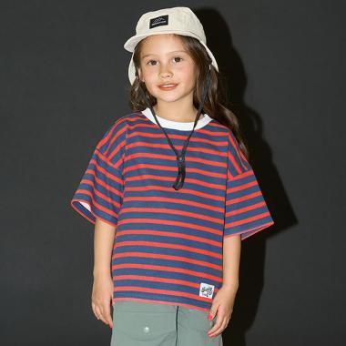 【舒適天竺】印花條紋寬鬆T恤