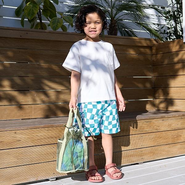 【SWIM】【泳裝】【防紫外線加工】格紋工裝衝浪短褲