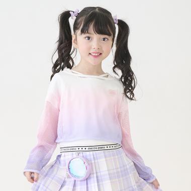 漸變網紗疊穿短袖T恤套裝