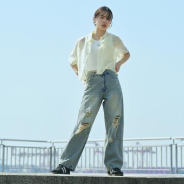 【LTXC】桶形破洞牛仔褲