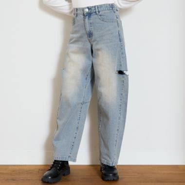 【LTXC】桶形破洞牛仔褲