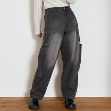 【LTXC】桶形破洞牛仔褲