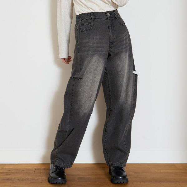 【LTXC】桶形破洞牛仔褲