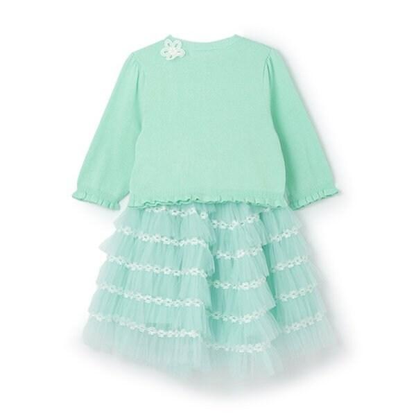 針織開衫&網紗荷葉邊半身裙套裝