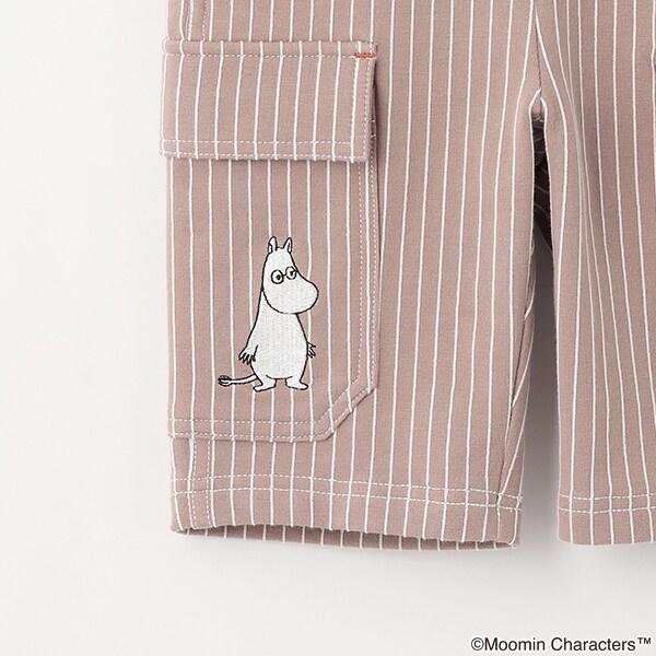 《姆明》/刺繡條紋六分褲