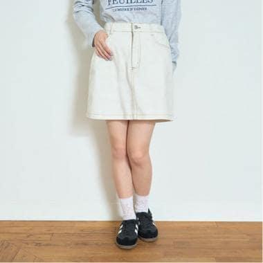 【基礎款】【GOODPRICE】牛仔斜紋臺形裙褲