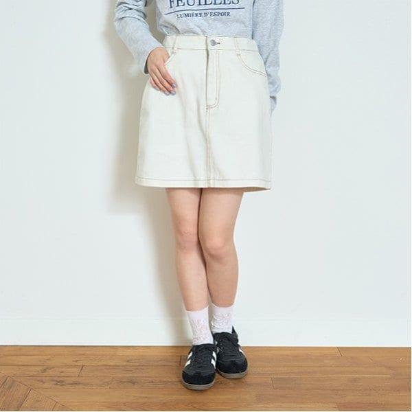 【基礎款】【GOODPRICE】牛仔斜紋臺形裙褲