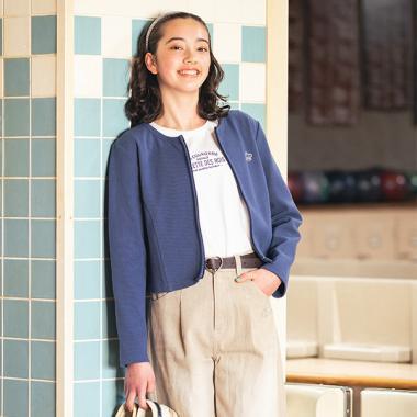 無領拉鍊開衫T恤套裝