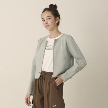 無領拉鍊開衫T恤套裝